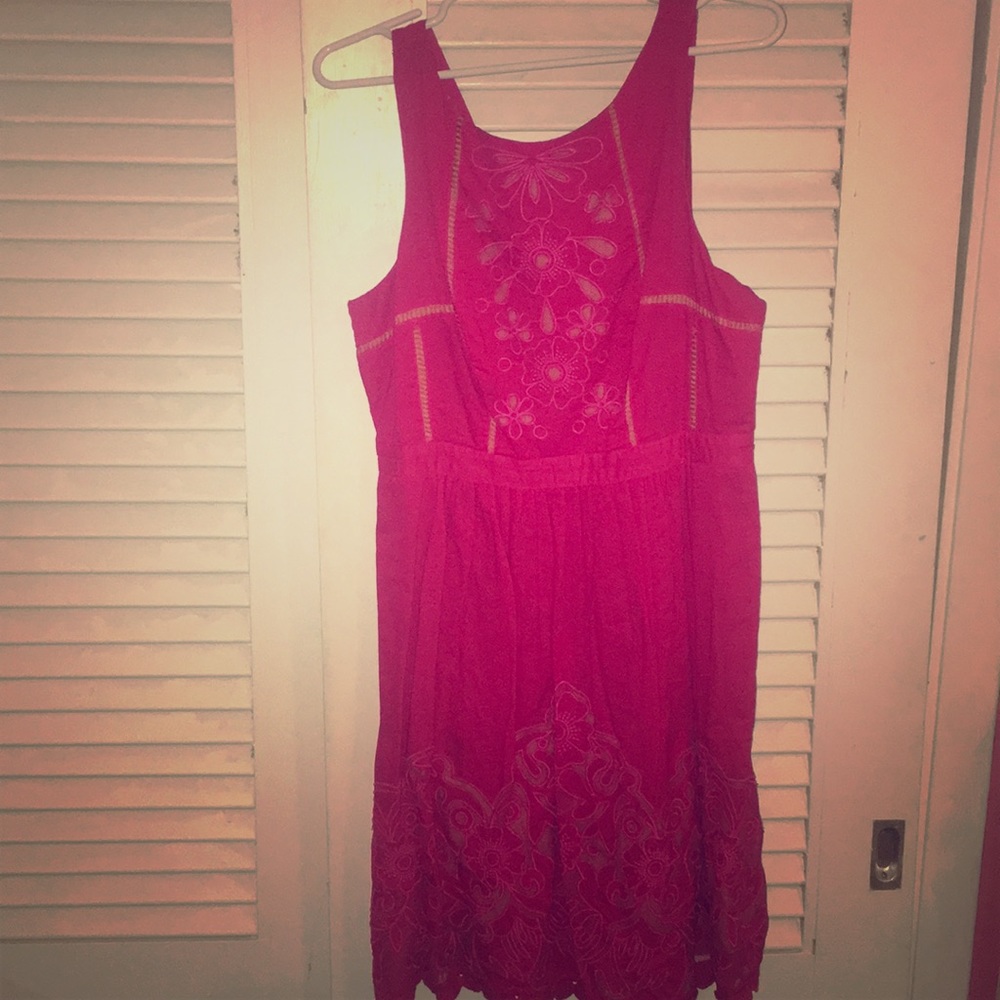 Pink floral embroidered summery dress